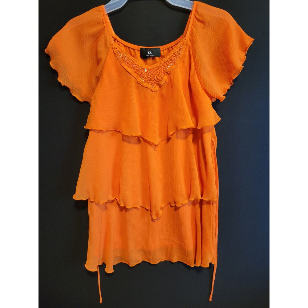 IZ Amy Byer Girls XL Orange Cap-Sleeve Blouse